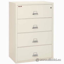 Tan FireKing 4 Drawer Fire Proof Lateral File Cabinet, Locking